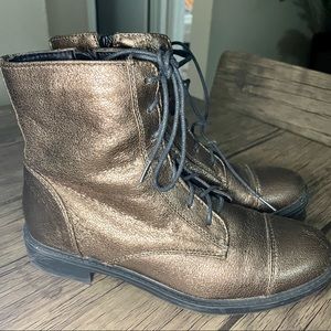 Charming Charlie Metallic Bronze Combat Boots